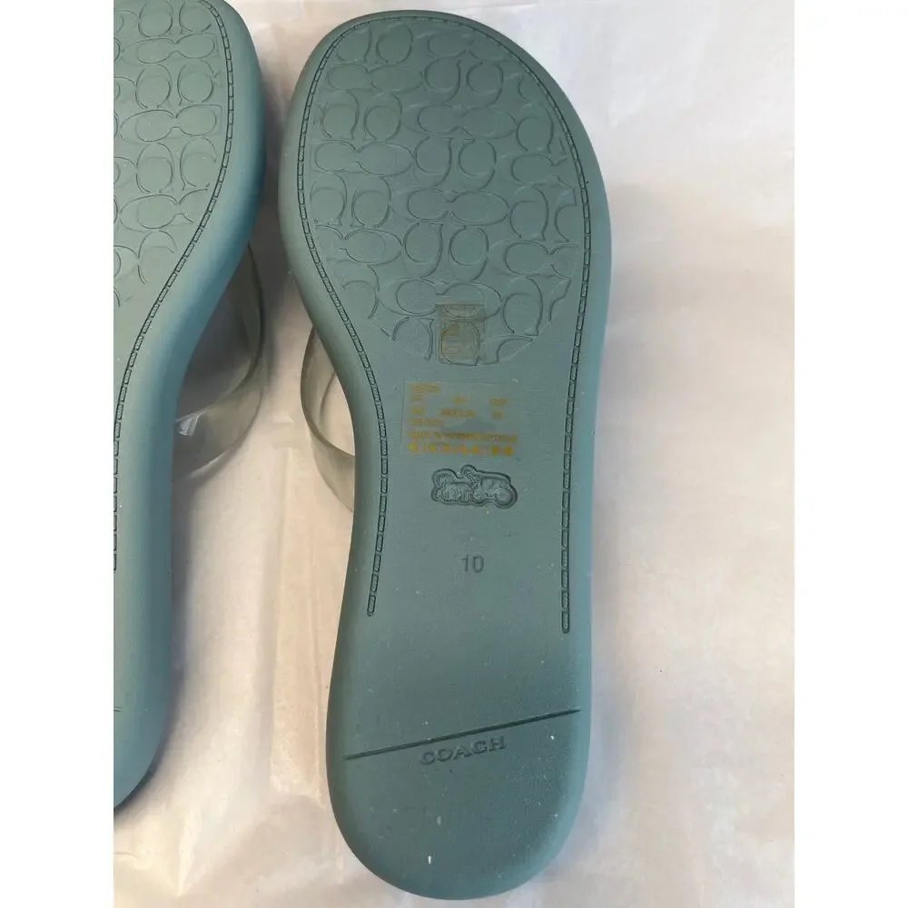 Coach Women’s 10 B Sea mist Jelly Flip flop bechy/vacation Resort wear summer